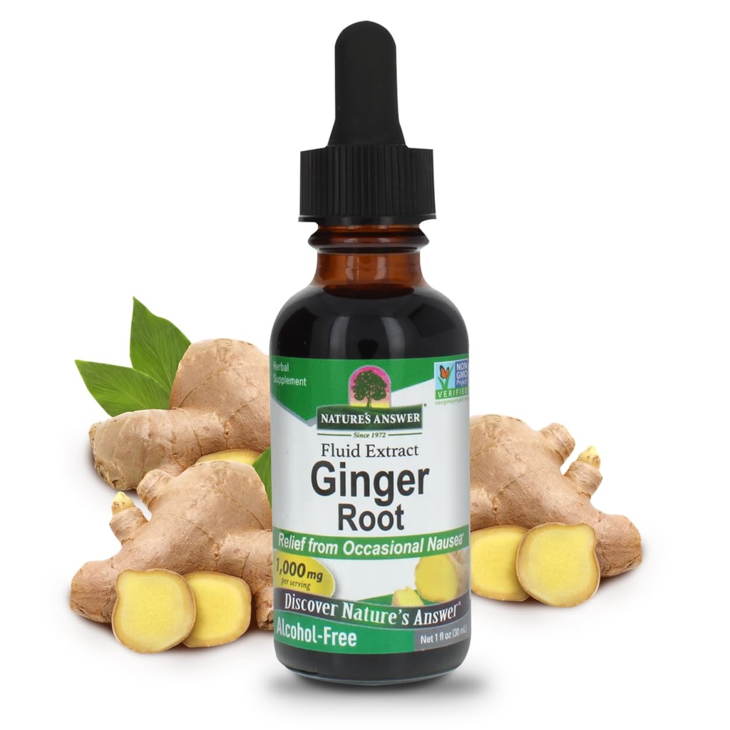 Naturens svar Ginger Root alkohol gratis ekstrakt 1 Ounce | Støtter magefunksjon | Vegansk | Vegetarisk | Ikke-GMO | Glutenfri