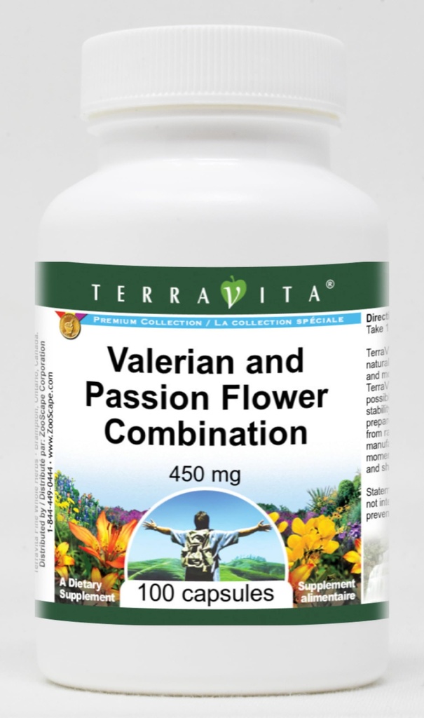 Valerian og lidenskap Blomster Kombinasjon - 450 mg (100 kapsler, ZIN: 513631)