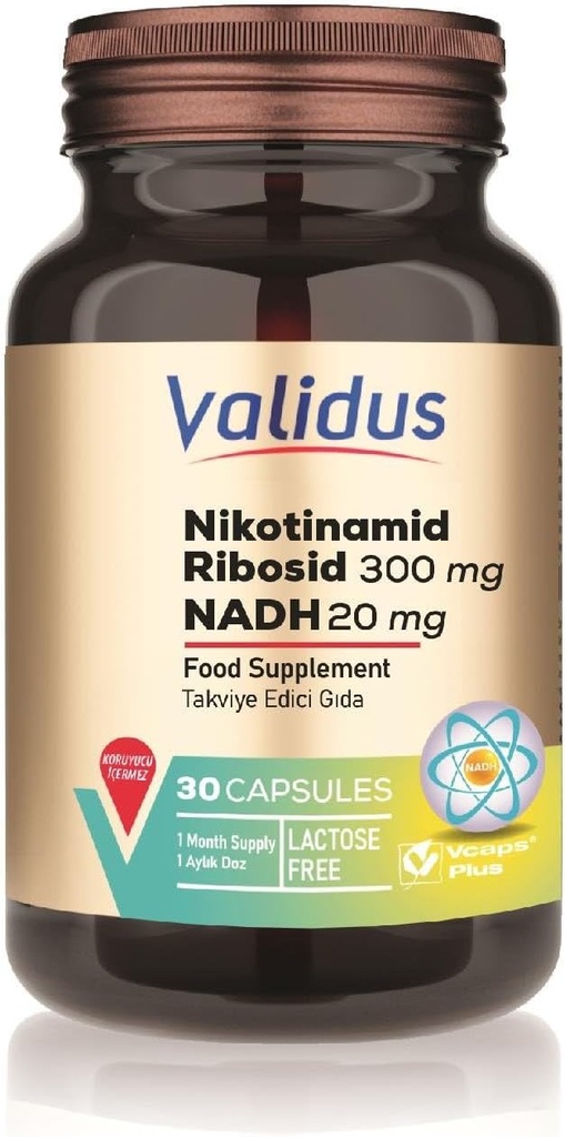 VALIDUS Nikotinamid Ribosid 300 mg + NADH 20 mg 30 kapsler