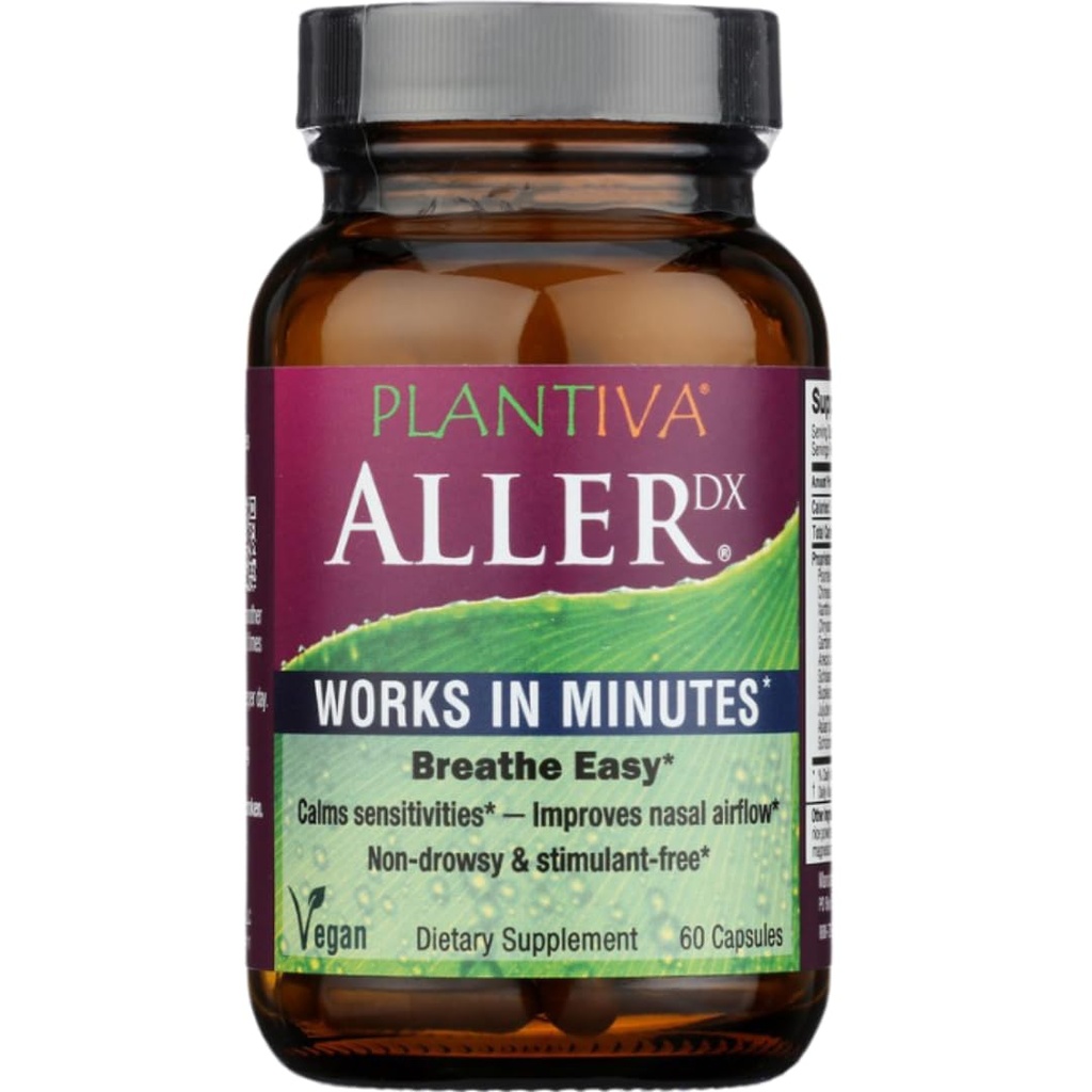 AllerDx Naturlig Herbal Seasonal Support Supplement - Ikke-Drowsy, Stimulant Gratis, Fast-Active Respiratory Support - 60 Kapsler