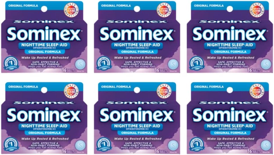 Sominex opprinnelige formel tabletter 16 tabletter (pakke med 6)