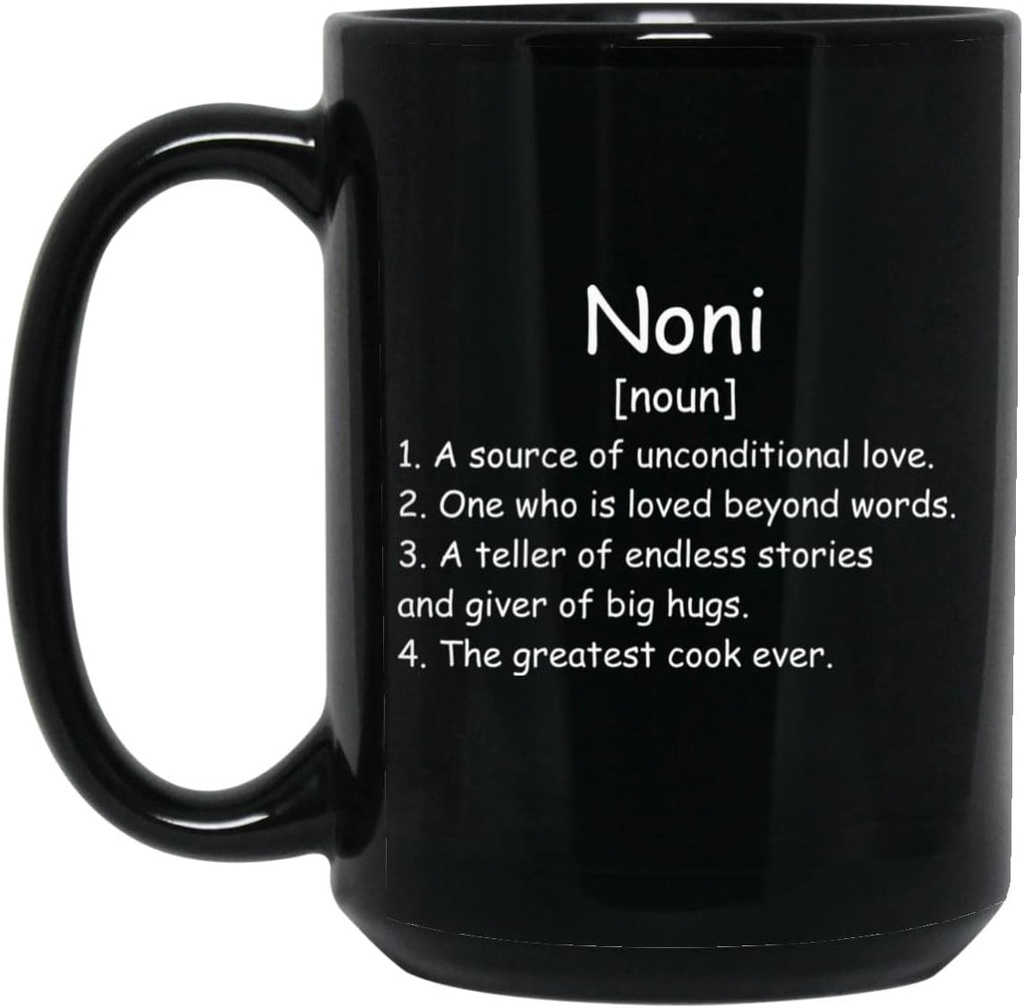 Noni Noun Coffee Mug (Black) - Noni Definisjon Mug - Gave til Noni - Fødselsdagsgaver til Noni - Noni Gaver - Mors Dag gave - Julegaver 15oz
