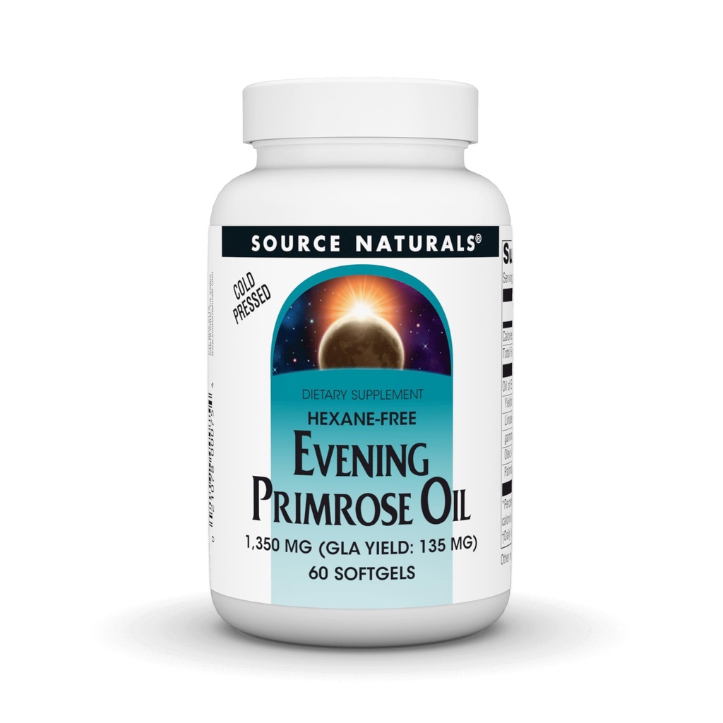 Kilde Naturals Aften Primrose Olje - Hexan-Free - 1350mg - GLA Utbytte: 135 mg - Kaldpresset - 60 Softgels