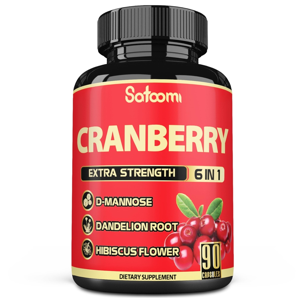 Satoomi 6in1 Cranberry piller for kvinner - 3-måneders forsyning - 6 Herbal ingredienser ekstrakt - 90 Veggie kapsler