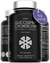 Glukosamine Chondroitin MSM med gurkemeie - høy styrke felles støtte Supplement for voksne menn og kvinner - 90 kapsler - 1500mg glukosaminsulfat per servering