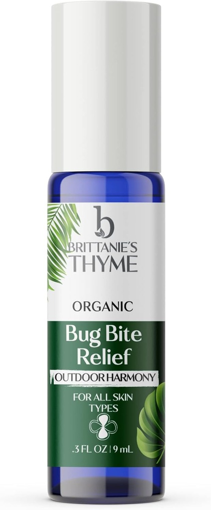 Brittanie's Thyme Organic Bug Bite Relief - .3oz (pakke med 1) - Rask lindring fra Stings, Bites, Scrapes og mindre Burns