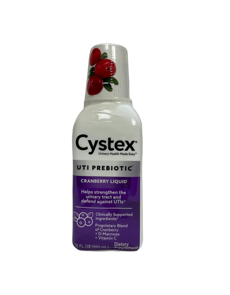 Cystex UTI Prebiotic Cranberry Liquid, Urin Tract Support med D-Mannose, Vitamin C og Bromelain, 7,6 FL OZ (pakke med 6)