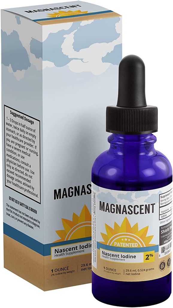 Nascent jod organisk daglig helse Supplement høy potens 2% konsentrert flytende joddråper støtter energi og metabolisme (1oz/30 ml)