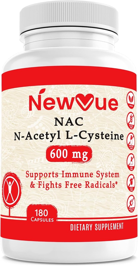 N-Acetyl L-cysteine (NAC) 600 mg, 180 kapsler - Ikke-GMO, Glutenfri