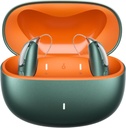 Oppladbare Bluetooth høreapparater for mild til alvorlig hørselstap - OTC - Smart Montering - RIC (Receiver-i-kanal) Design med støyreduksjon - Inkluderer ladeboks, grønn