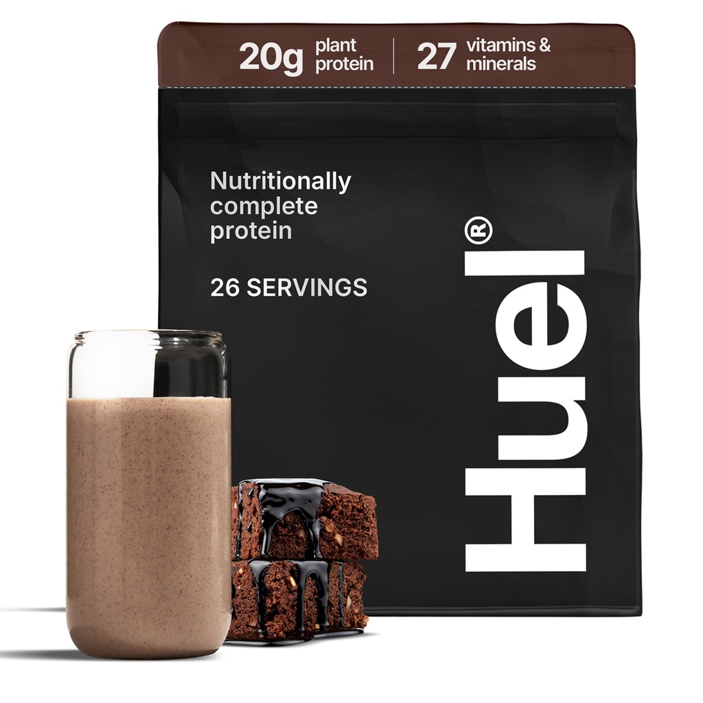 Huel Vegansk Protein Powder | Sjokolade Fudge Brownie | Komplett ernæring | 20g Protein pulver | 100% Plantebasert | 27 Vitaminer og mineraler, Glutenfri, Ikke-GMO, Laktose gratis | 26 Serveringer