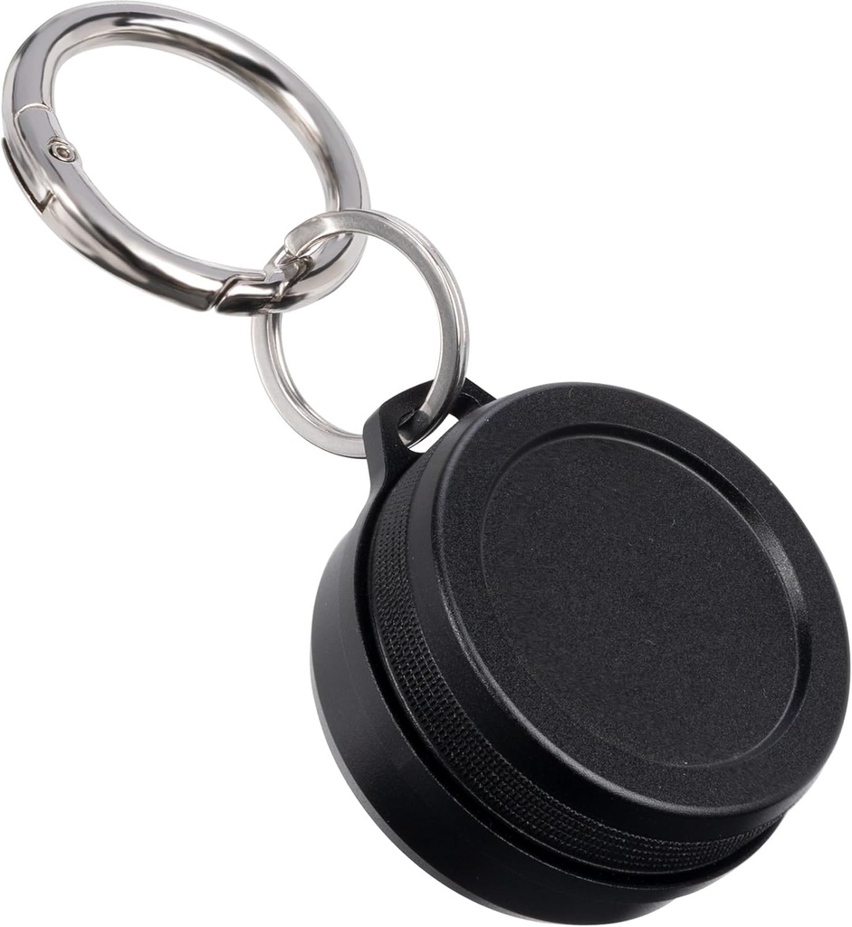 Metal Bæreveske - Bærbar daglig reise Keychain Pill Holder Vanntett, liten beholder for ørepropper, piller, mynter kompatibel med loop, ørgass og vibes, Compact Mini Purse Pill Case Box (svart)