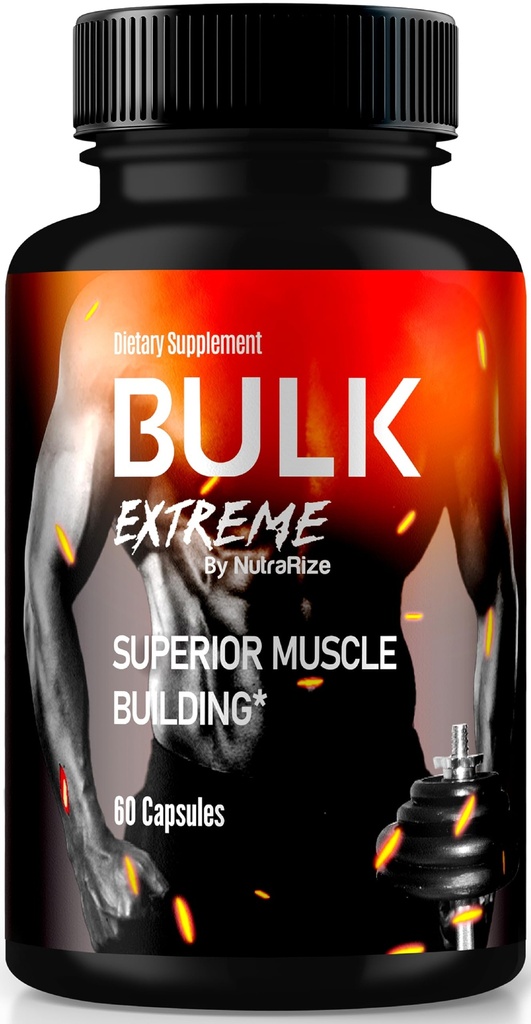Bulk Extreme Superior Muscle Building Advanced Formula, Bulk Ekstreme for Lean Muscle Mass for menn, Alle naturlige muskelbygger, Male piller for fysisk ytelse, anmeldelser (60 kapsler)