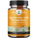 Pure Quercetin med Bromelain Supplement for immunhjelp - Høy Potent Quercetin 500mg Kapsler med Bromelain for immunstøtte og puste - ernæringsmessig pustesupplement - 90 Ct