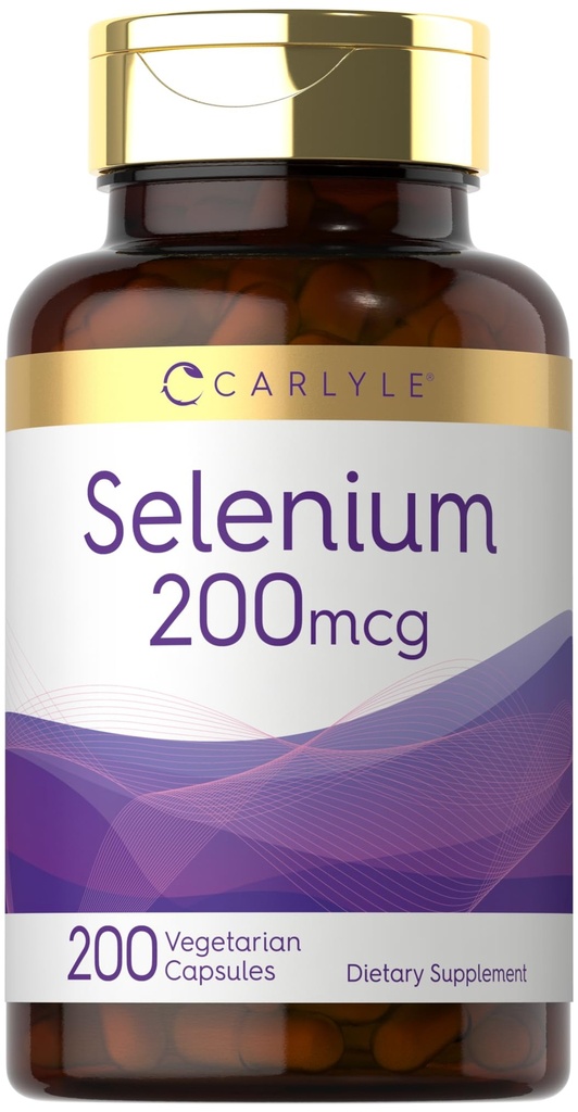 Carlyle Yeast Gratis Selenium 200 mikrog | 200 kapsler | L-Selenometionin Essential Mineral | Vegetarisk, ikke-GMO & Glutenfri Supplement