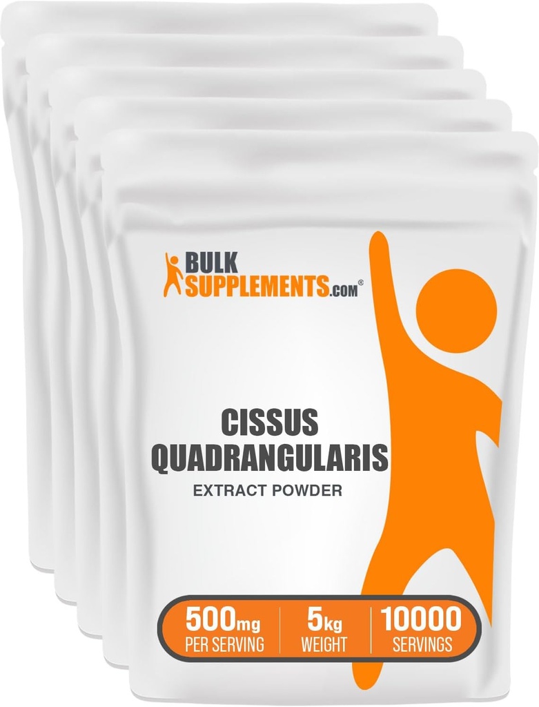 BulkSupplements.com Cissus Quadrangularis Ekstrakt pulver - Cissus Quadrangularis Supplement, Herbal Supplement - Glutenfri, 500 mg per servering, 1kg (2,2 lbs) (Pack of 5)