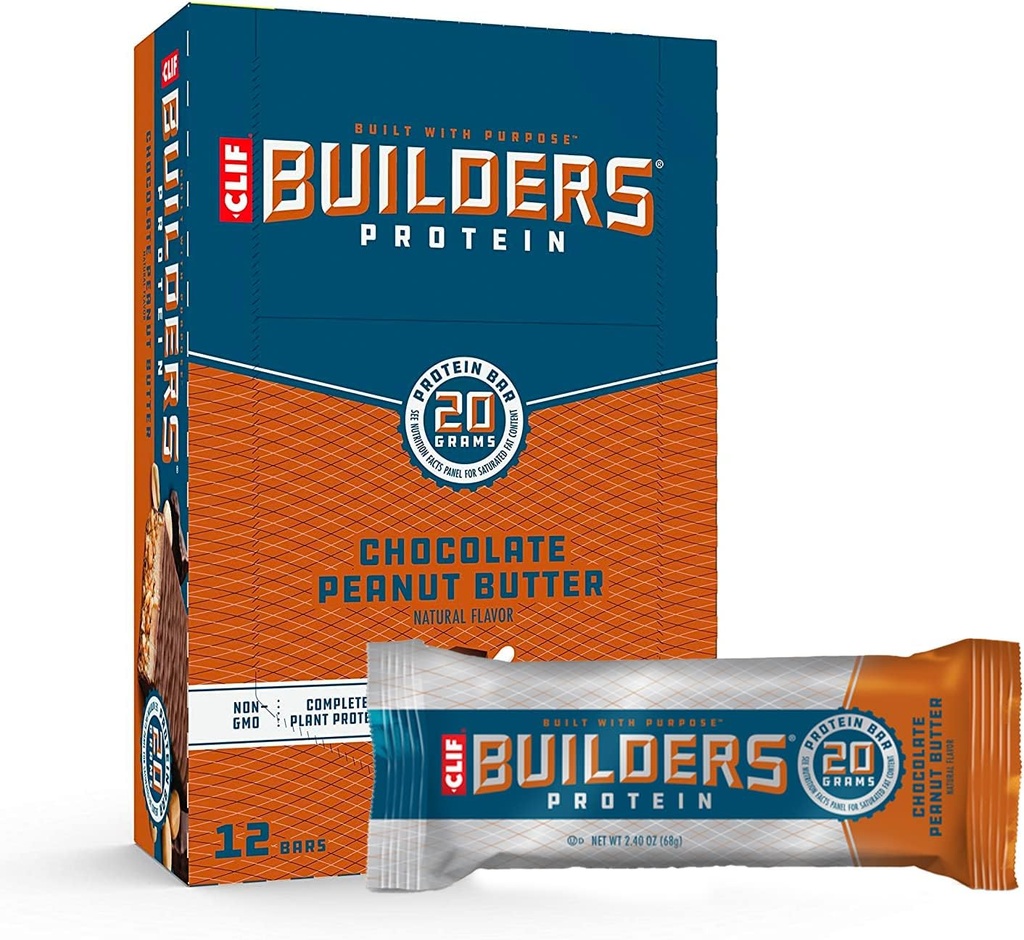 Clif Builders - Protein Bars - Sjokolade Peanut Butter Flavor - 20g Protein - Glutenfri (2.4 Ounce, 12 greve)