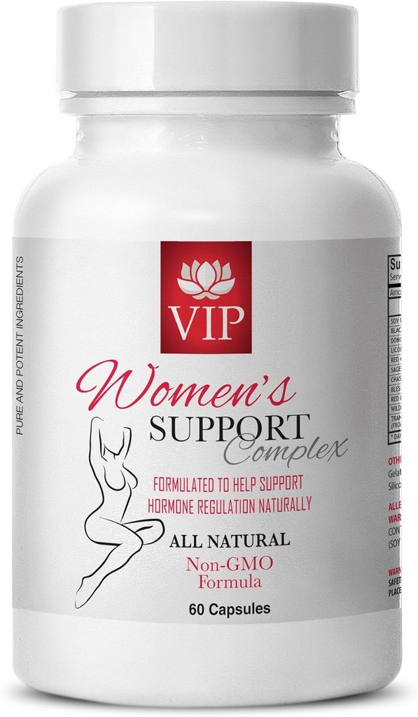 Menopause Relief Supplements - Kvinners Support Complex Natural - Black Cohosh Capsules, Menopause Supplements for kvinner, Menstruell Regulator, Licorise Root, Velsignet Thistle, 1 flaske (60 Kapsler)