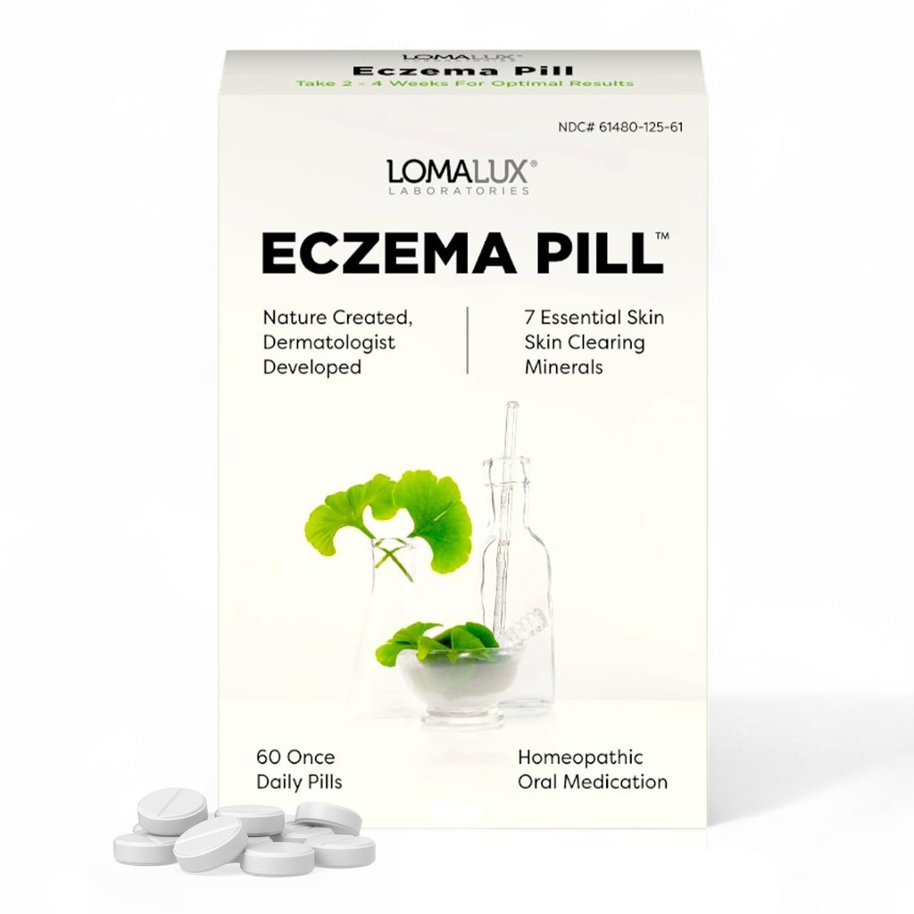 Loma Lux Eczema-piller – Naturlig Eczema behandlingsrelief Remedy – dermatolog utviklet – 7 Mineraler Klar og forhindre alvorlig Eczema-skalering, Utslett, Anti-tørke hud ansikt for voksne, barn, Toddlers