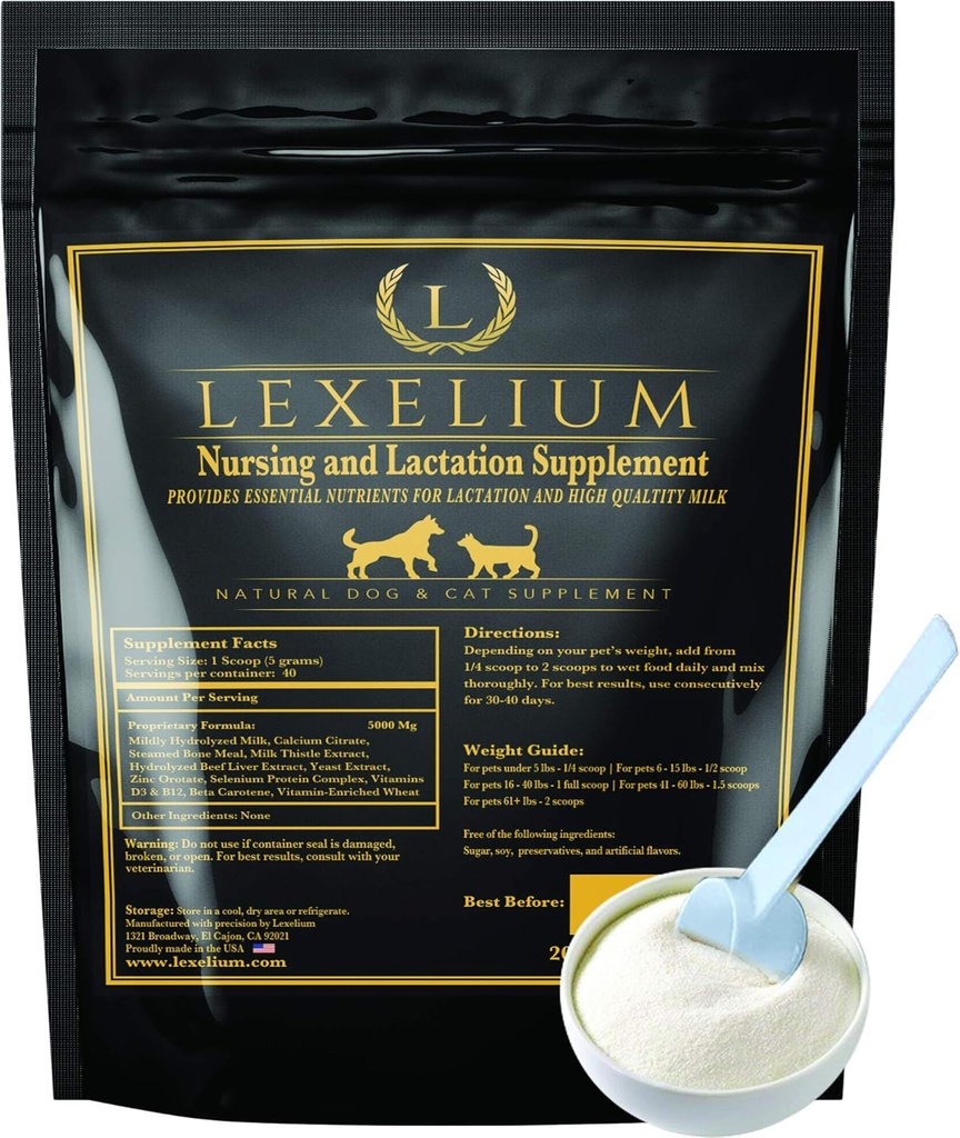 Sykepleie Supplement og vitaminer for pleiehunder og katter - Sykepleie, fraksjon og gjenoppretting Supplement for avlsdyr - Muskel og mental utvikling for valper og katter - 200g