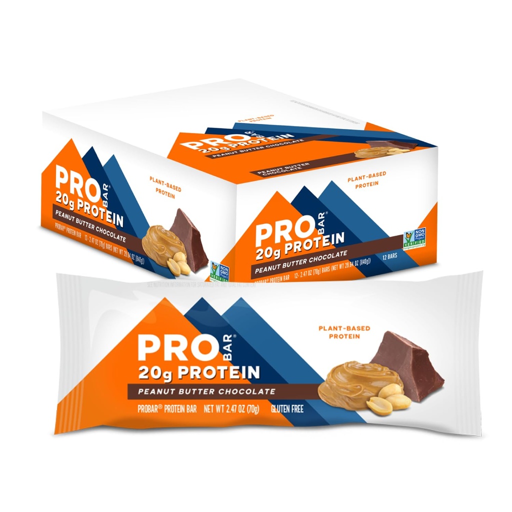 PROBAR - PROTEIN Bar, Peanut Smøre sjokolade, ikke-GMO, Glutenfri, Sunn, Plantebasert, Hele maten ingredienser, Naturlig energi (12 teller)
