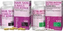 Bronson hår, hud og negler med biotin ekstra styrke vitamin Supplement for kvinner + Ultra Biotin 10.000 Mcg