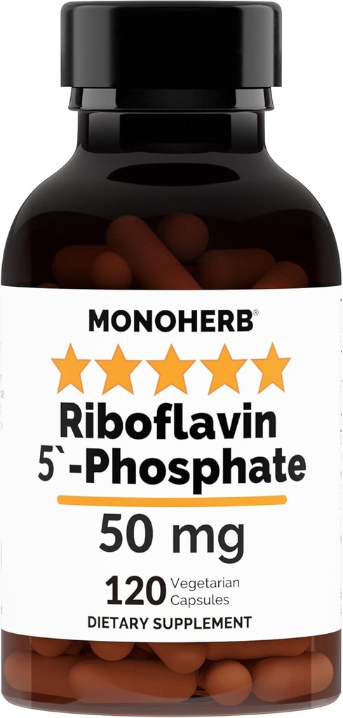 MONOHERB Riboflavin 5'-fosfat 50 mg - 120 vegetariske kapsler - Bioaktiv vitamin B2