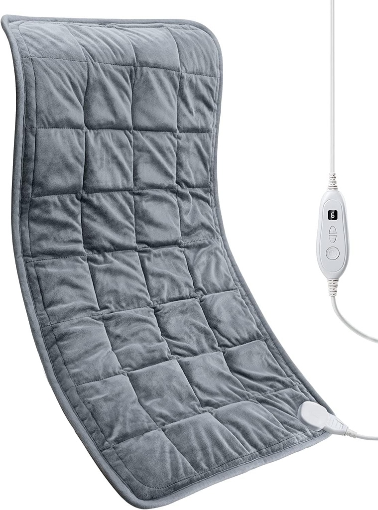Vektet oppvarmingspad 17''x 33" XXXL elektrisk oppvarmingspad for ryggsmerter Relief, 5LBS med 6 varmeinnstillinger 2H Auto-off varmepad for skulder armer Kramper vaskbar