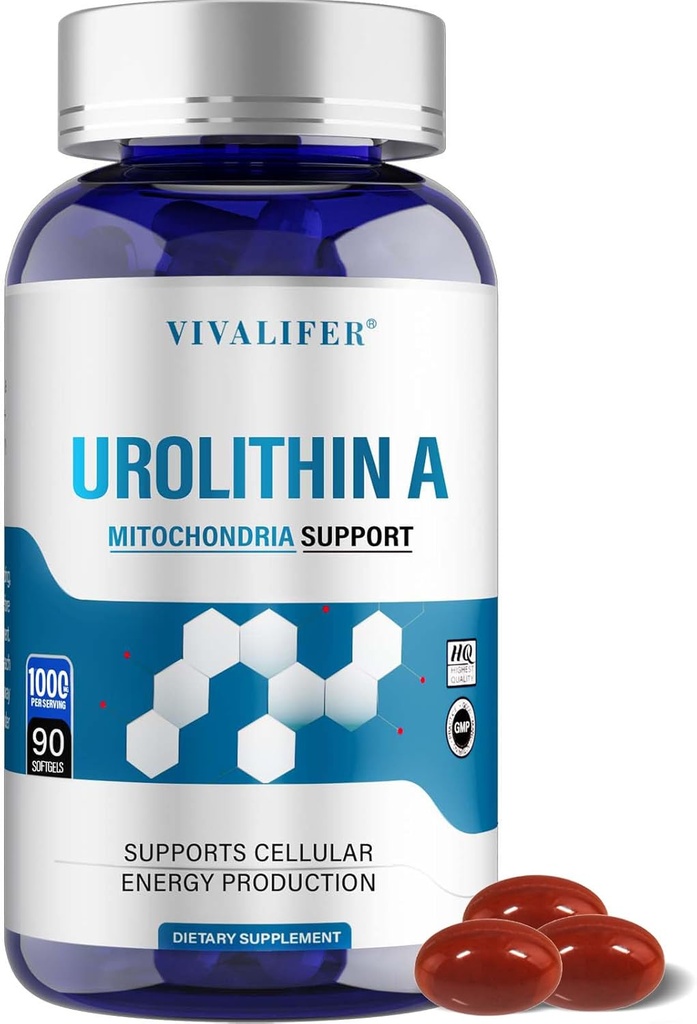 1000 MG Urolithin A Supplement, 90 Softgels Kraftige antioksidanter for sunn aldring og forbedret Mitochondrial Support, Cell Repair