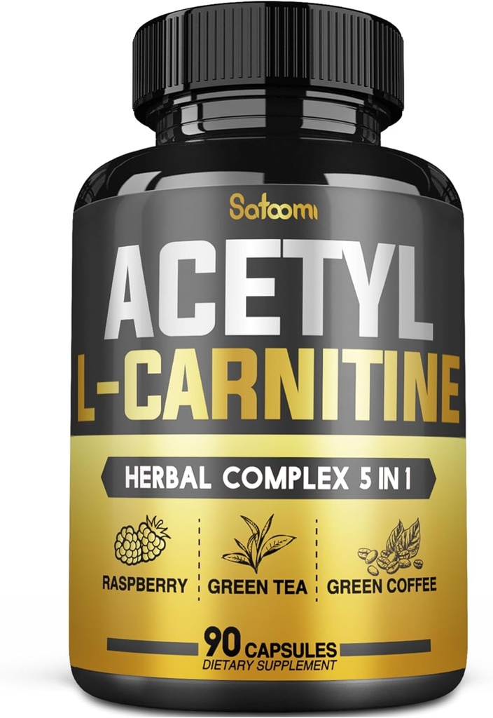 5in1 Acetyl L-karnitin komplekse kapsler - 2600mg daglig - Kropp, Helse og immun helse støtte - Kombinert Alpha Lipoic Acid, Grønn Te, Grønn Kaffebønner & Bringebær ketoner - 90 Antall i 3 måneder