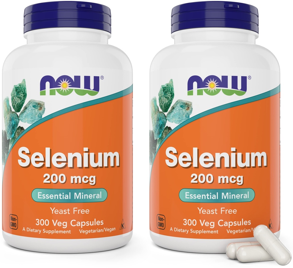 Nå Selenium 200mcg Kapsler, 300 greve (Pack of 2) - L Selenometionin Mineral Supplement for kvinner og menn - Veg Caps, Ikke-GMO, Veganvennlig, Yeast-Free