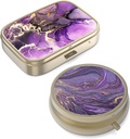Pill Case Pill Box med speil retro lille pille tilfelle for purse eller pocket bronse piller eske eller vitaminer, fiskeolje, kosttilskudd, pille containe reise gaver(2PCS)