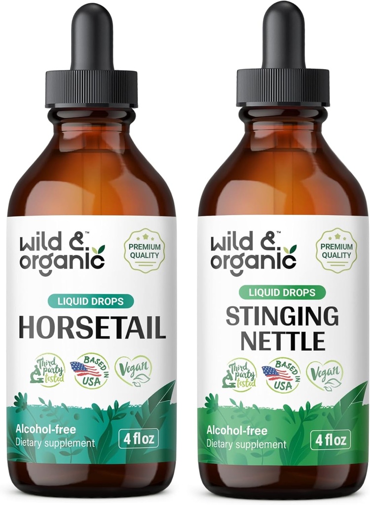 Wild & Organic Hestehale Tinktur 4 fl oz & Stinging Nettle Root Tinktur 4 fl oz