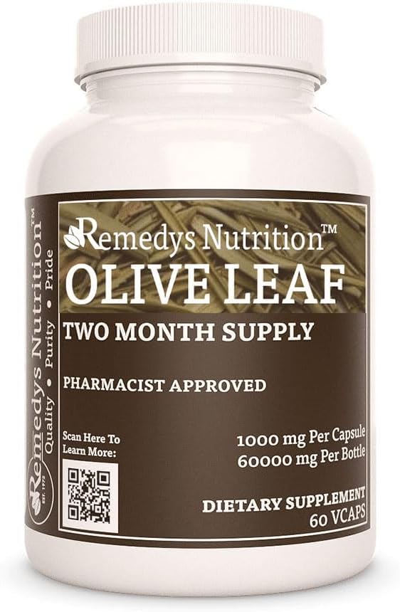 Remedys ernæring Olive Leaf 1000 mg, 60 Vegan Capsules Herbal kosttilskudd | To måneders forsyning