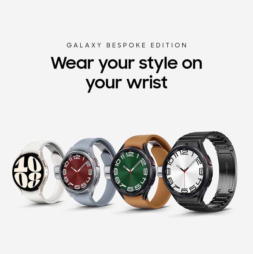 SAMSUNG Galaxy Watch 6 Spoke Edition 47mm Eksklusiv Bluetooth Smartwatch, Helse, Fitness, Sove, HR Tracker, Forbedret batteri, Safir Crystal Glass, US versjon, Svart D-Buckle Band, Hybrid Camel