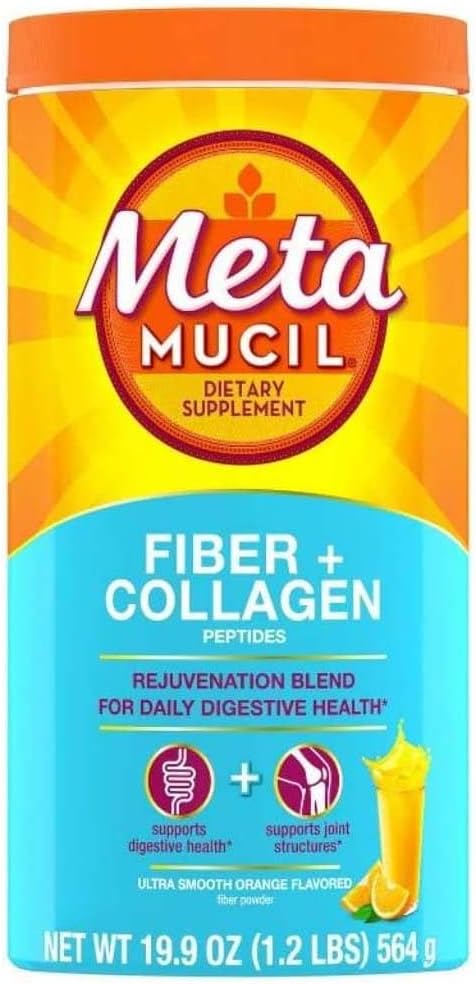 Metamucil Fiber + Collagen Peptidas pulver - oransje - 19.9oz