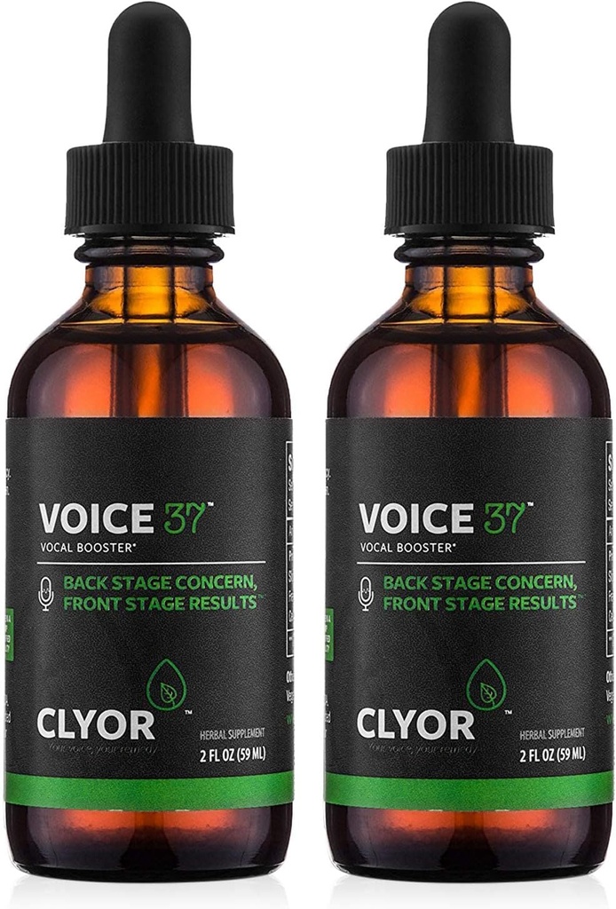 CLYOR Voice37 - Singers Voice Remedy - 2 Pack All Naturlig Herbal Vocal Booster Formula for å smøre soote og leeve Hoarseness Tørr itchy Throat - Forbedre synge og snakke - 2 oz - VOICE37