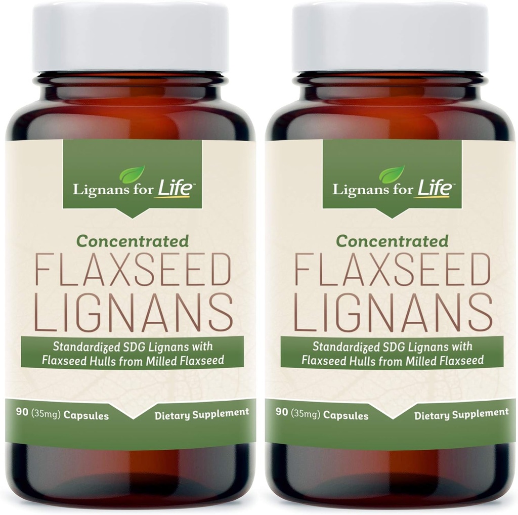 Lignar for livet Flaksfrø Lignaner for hund + SDG - Omega 3 fettsyrer, høy fiber antioksidanter bidrar til å forbedre skinnende Coat, Digestive og hjerte helse lignaner, 35 mg, 90 Flaksfrøkapsler, 2 pakke