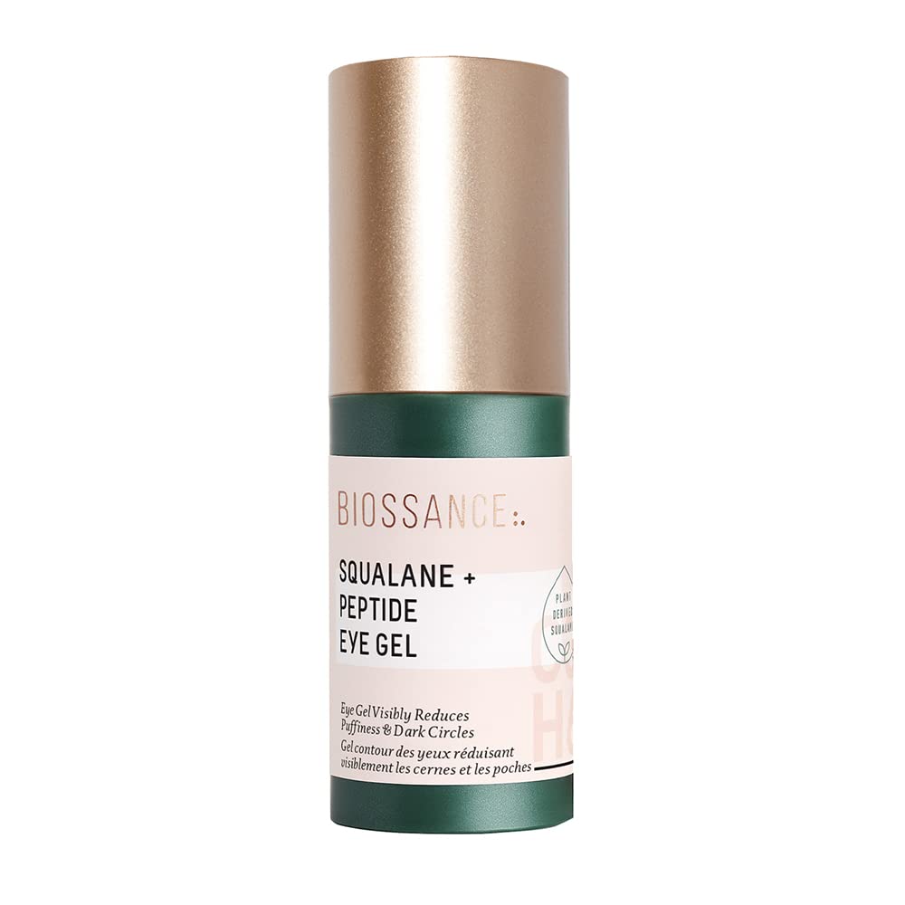 Biossance Squalane + Peptide Eye Gel - Ultra-Hydrerende under øyekrem - Reduserer Puffiness & Dark Circles - Øye Wrinkles Repair Moisturizer- Anti Aging & Hydrating, Dag & nattkrem - 0,5oz