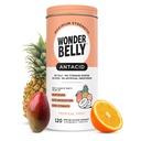 Wonderbelly Antacid, Effektiv Heartburn og Instant Acid Indiesjon Relief, Extra styrke Chewable Tabletter, 1000 mg kalsiumkarbonat, Ingen Talc eller Dye, Tropisk frukt, 120 greve
