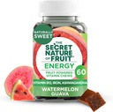 Den hemmelige naturen av frukt energi Chews, ekte frukt drevet vitamin Chews med vitamin B12, jern, Ashwagandha, vannmelon & Guava for lang varig energi (60 count), rosa
