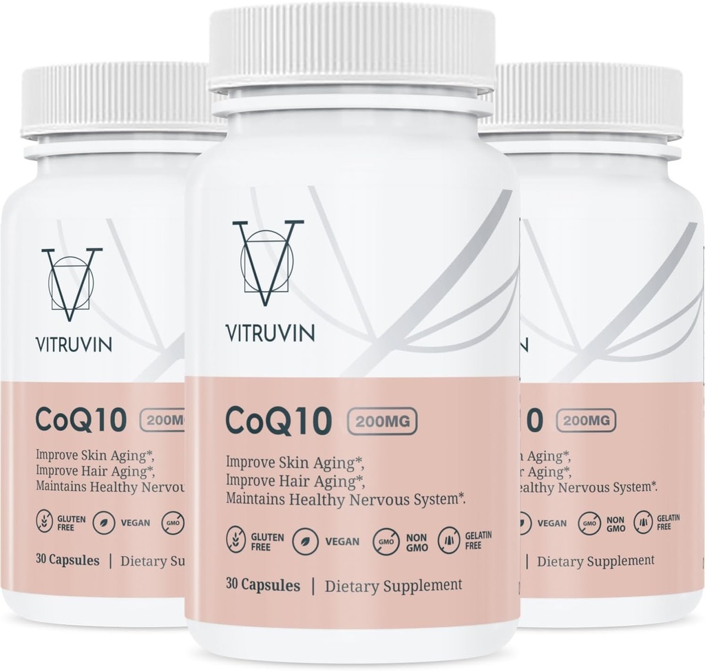 Vitruvin Ubiquinol COQ10 – Coenzym Q10 Ultraabsorberbar, co q 10 Antioksidant Supplement for vaskulær og hjerte helse, sunn hud og hår, sunn aldring