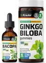 BIO KRAUTER Bacopa Tinktur 2 Fl. Oz. & Ginkgo Biloba 90 Gummies