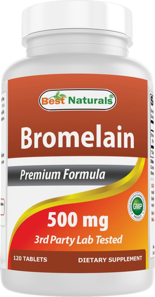 Beste Naturals Bromelain Proteolytisk Digestive Enzymer Kosttilskudd, 500 mg, 120 Tabletter - Støtter Sunn Digestion, Felles Helse, Nærende Absorpsjon