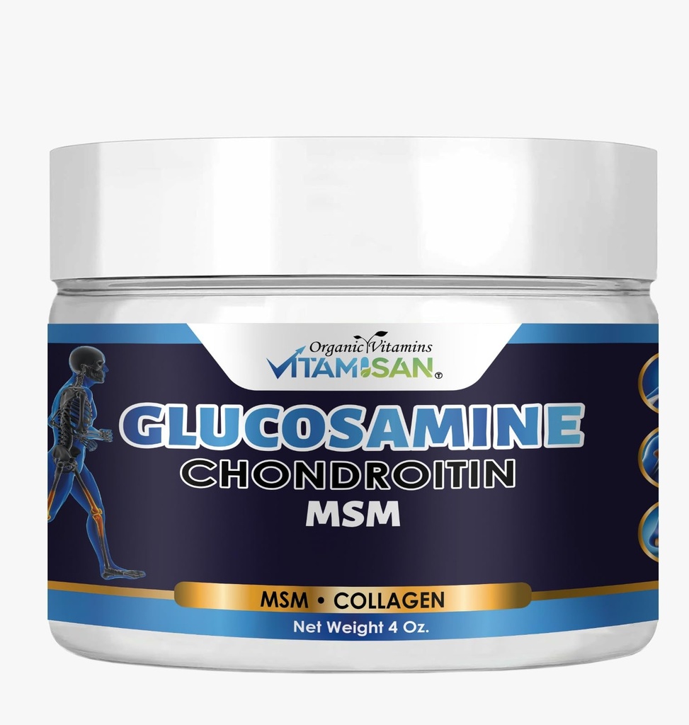 VITAMISAN Premium Organic Glucosamin & Chondroitin Cream med MSM, Arnica, & Collagen