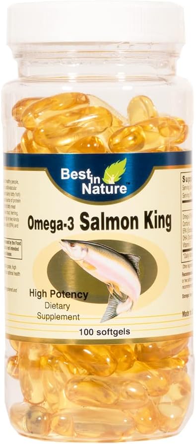 Omega-3 Salmon King Fish Oil 1000mg 100softgels - høy potens EPA / DHA. Omega-3 Fettsyrer