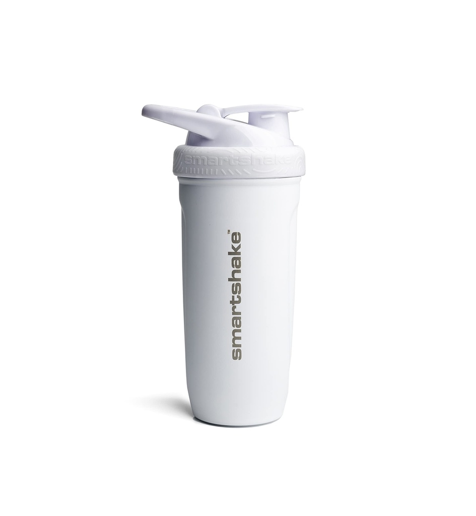 Smartshake Reforce rustfritt stål protein Shaker flaske - ikke-isolert Unisex Gym flaske | Metal Shaker flasker - 900 ml | 30 oz - Leakproof Skrue-på Lid - DEHP & BPA Gratis (hvite)