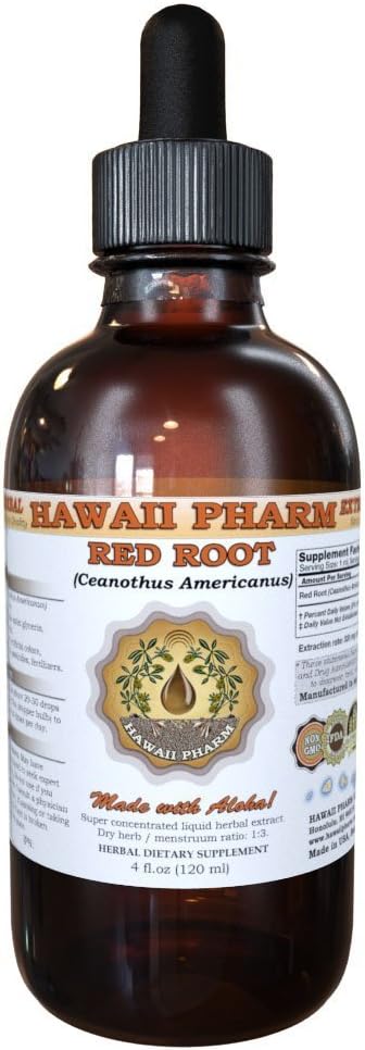 Rød rot flytende ekstrakt, rød rot (Ceanothus Americanus) Tinktur, Herbal Supplement, Hawaii Pharm, laget i USA, 2 floz