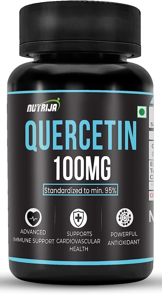 Quercetin 100mg Kapsler - Standardisert til 95% høy rengjort og biotilgjengelig Supplement | Naturlig bio-flavonoider og kraftige anti-oksydanter (30 kapsler)