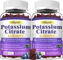 2 Pakke Kalium Citrate Gummies, Kalium Supplement for muskel helse, ben crampe relief & elektrolyt Balance, Vegan, Ikke-GMO, Glutenfri, Blåbær Flavor, 120 Tel.